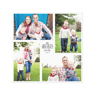 Toile Canvas à 4 photos de famille personnalisée carré