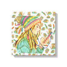 Canvas Boho Casquette thème fille