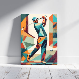 Toile Canvas Cubisme du joueur de golf Imprimer