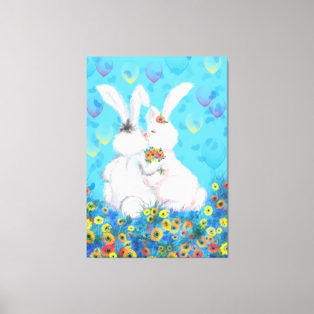 Toile Canvas d'amour doux Imprimer Bunny de couple (Recto)
