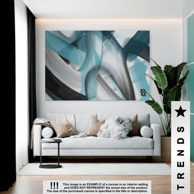Toile Canvas d'art Abstrait tendance 60x40" Bleu noir bl (Créateur téléchargé)