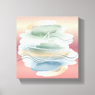 Toile Canvas de bateau Abstrait - Beige de sable, Bleu D