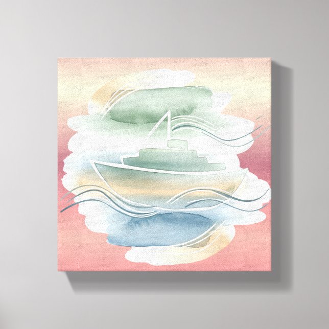 Toile Canvas de bateau Abstrait - Beige de sable, Bleu D (Recto)