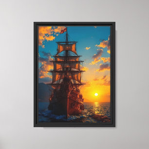 Toile Canvas de bateau Sunset Pirate Imprimer