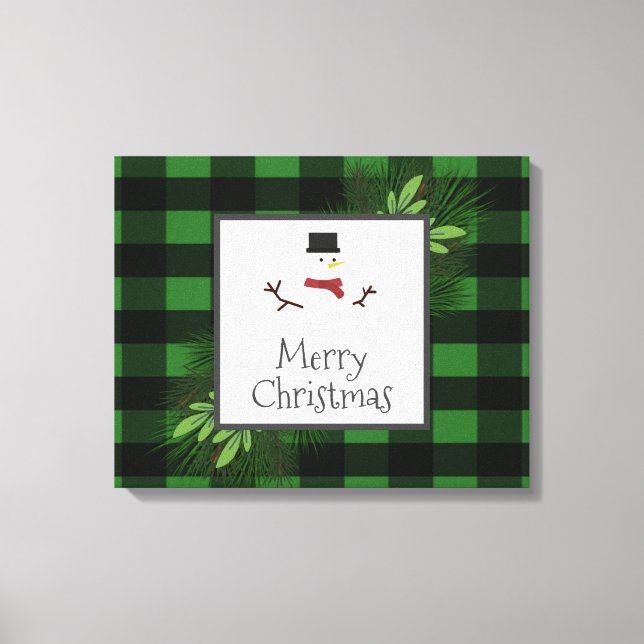 Toile Canvas de Buffalo Vert Snowman Plaid Imprimer (Recto)