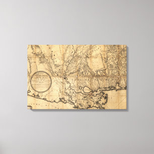 Toile Canvas de cartes de la Louisiane Vintage