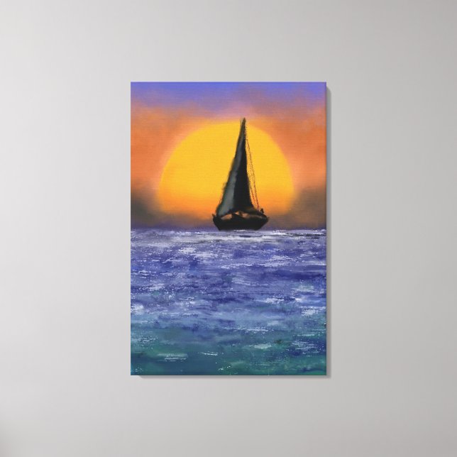 Toile Canvas de coucher de soleil de bateau à voile Impr (Recto)