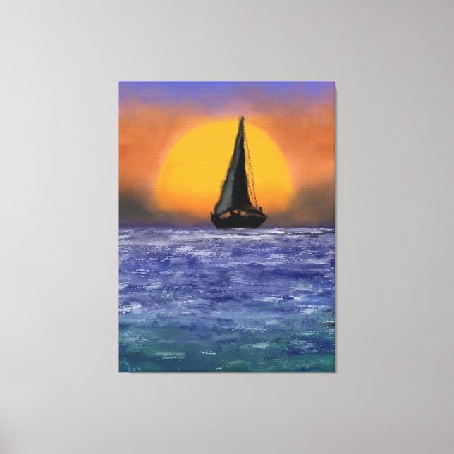 Toile Canvas de coucher de soleil de bateau à voile Impr (Recto)