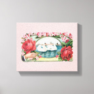 Toile Canvas de cygne et d'art Vintage Rose