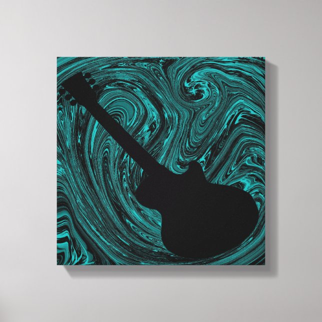 Toile Canvas de guitare Abstraite, Turquoise (Recto)