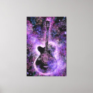 Toile Canvas de musique de guitare Imprimer violet noir