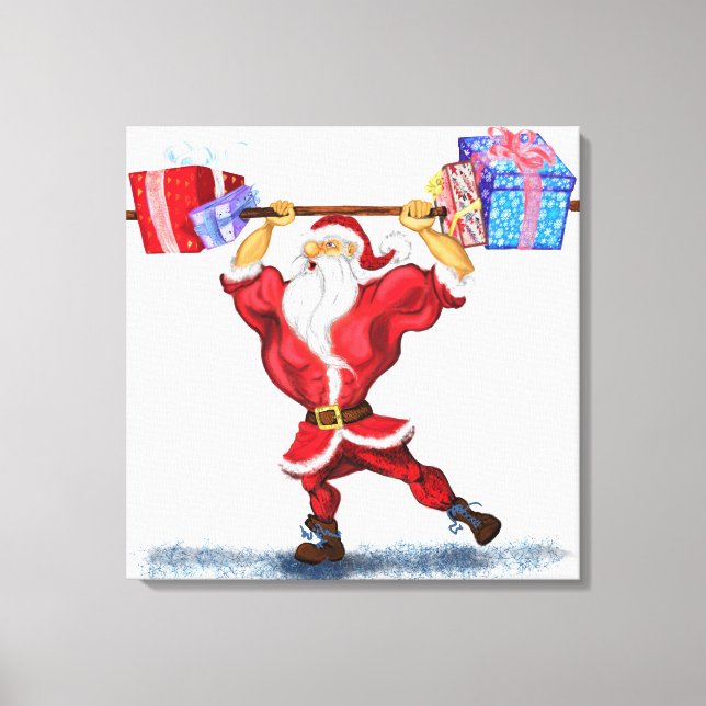 Toile Canvas de Noël Imprimer Bodybuilder Père Noël avec (Recto)