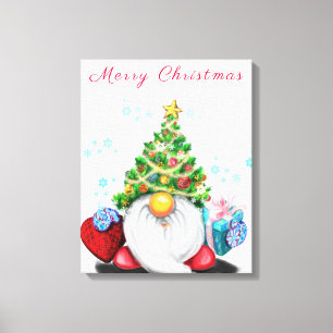 Toile Canvas de Noël Imprimer cadeau cadeau Gnome avec c