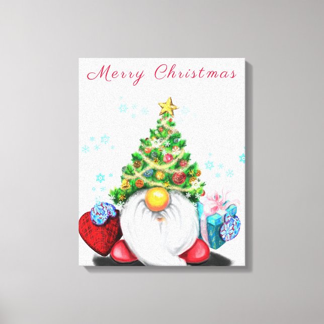 Toile Canvas de Noël Imprimer cadeau cadeau Gnome avec c (Recto)