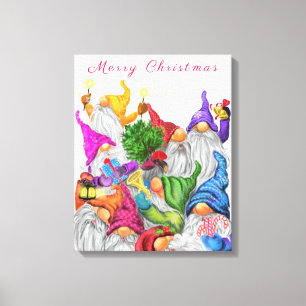 Toile Canvas de Noël Imprimer Cadeau Gnomes Fête Cartoon