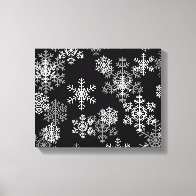 Toile Canvas de vacances Art-Black & White Snowflakes (Recto)