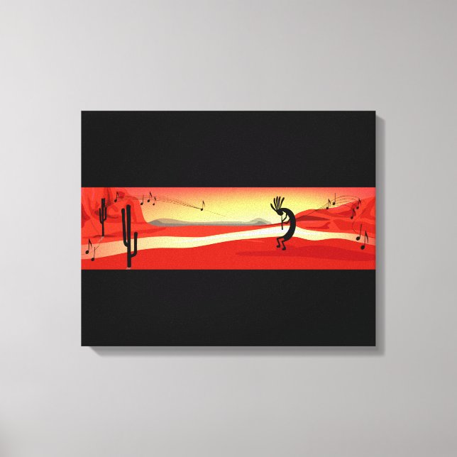 Toile Canvas du désert du coucher de soleil Kokopelli Im (Recto)