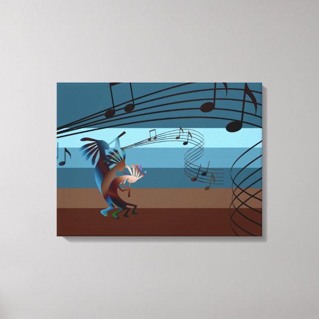 Toile Canvas enveloppé de musique Kokopelli du sud-ouest (Recto)