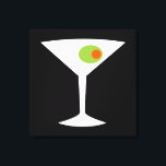 Toile Canvas étirée Martini Movie Classique (plus grande<br><div class="desc">Cette toile étirée Martini Movie Classique (en noir) présente un arrière - plan noir et l'image d'une silhouette blanche d'un verre martini. A l'intérieur du verre se trouve une glorieuse olive verte avec un pimento orange. C'est un morceau amusant d'art mural pour tous ceux qui souhaitent être un personnage dans...</div>