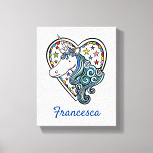 Toile Canvas étirés Coeur Unicorne Personnalisé Imprimer