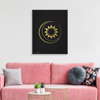 Toile Canvas Golden Celestial Harmony Moon Sun Art