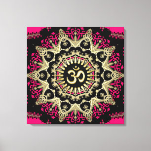 Toile Canvas Hot Rose+Gold Aum Mandala New Age Enveloppé