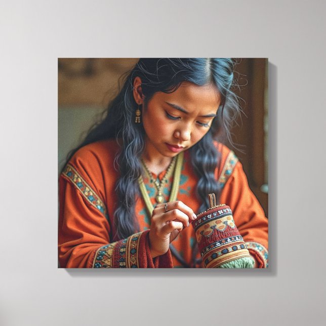 Toile Canvas Print (Beading a Moccasin) (Recto)
