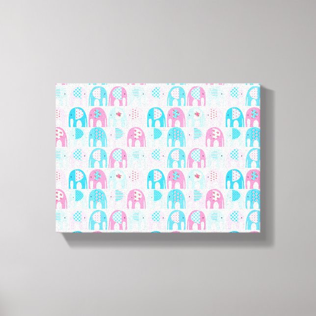 Toile Canvas Print - Pink Elephants (Recto)