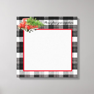 Toile Canvas Signature 20"x20" Camion XMAS Baffalo Plaid