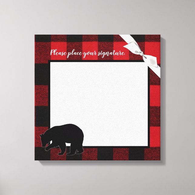 Toile Canvas Signature 20"x20" Ours rouge Buffalo plaqué (Recto)