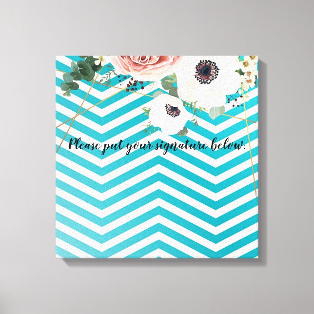 Toile Canvas Signature 20"x20" Rose géométrique Chevron  (Recto)