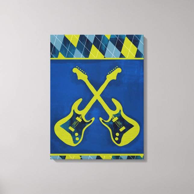 Toile Canvas Wrapped Jr. Rock n'Roll / cross-guitares (Recto)