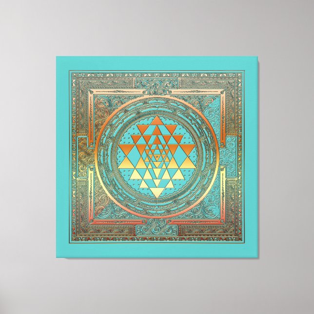 Toile canvas yoga manala chakra or symbole turquoise (Recto)