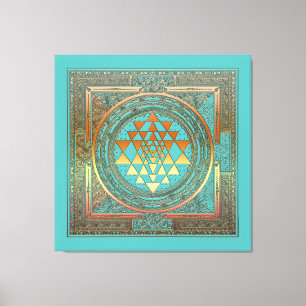 Toile canvas yoga manala chakra or symbole turquoise