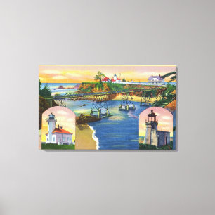 Toile Cape Arago Bridge et Lighthouse Mouth