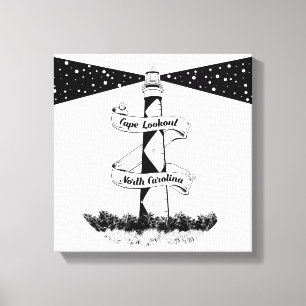 Toile Cape Lookout Lighthouse noir et blanc