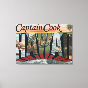 Toile Capitaine Cook, Hawaï - grandes scènes de lettre