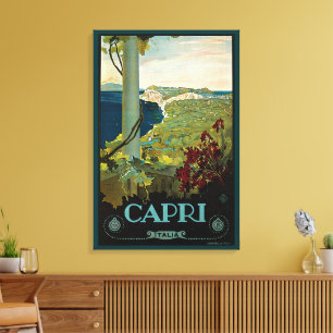 Toile Capri, Italie, Art de l'affiche de voyage vintage 