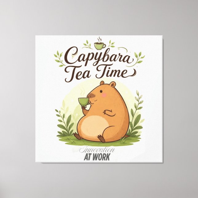 Toile Capybara à l'heure du thé | Capybara mignon buvant (Recto)
