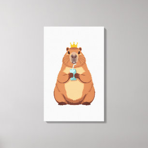 Toile Capybara King Canvas, Cute Animal Wall Art for Kid