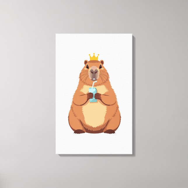Toile Capybara King Canvas, Cute Animal Wall Art for Kid (Recto)