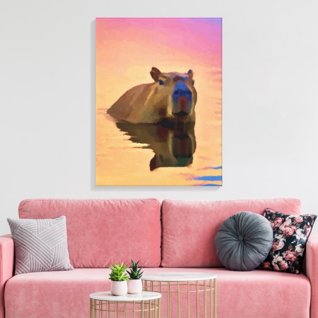 Toile Capybara Se baigner dans le lac (Insitu(Salon))