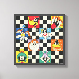 Toile Caractères LOONEY TUNES™ sur Checker noir et blanc