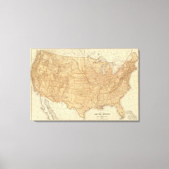 Toile Caractéristiques topographiques des États-Unis (Recto)