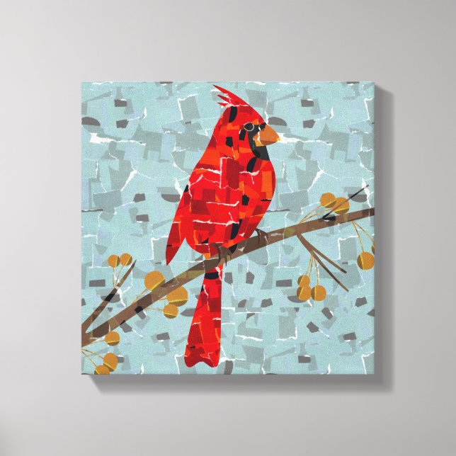 Toile Cardinal rouge, l'oiseau de Noël (Recto)