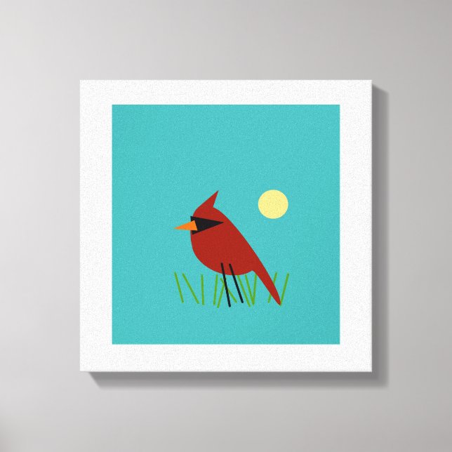 Toile Cardinal sur l'herbe avec Aqua Blue Green (Recto)