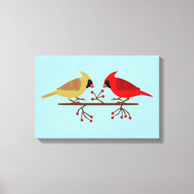 Toile Cardinaux de Noël mignons et baies rouges (Recto)