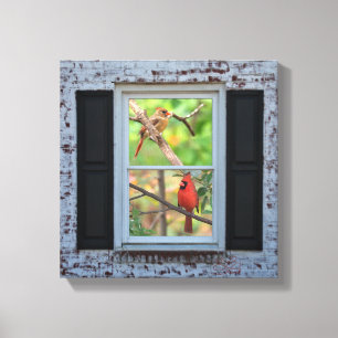 Toile Cardinaux hommes et femmes dans la fenêtre/mur de