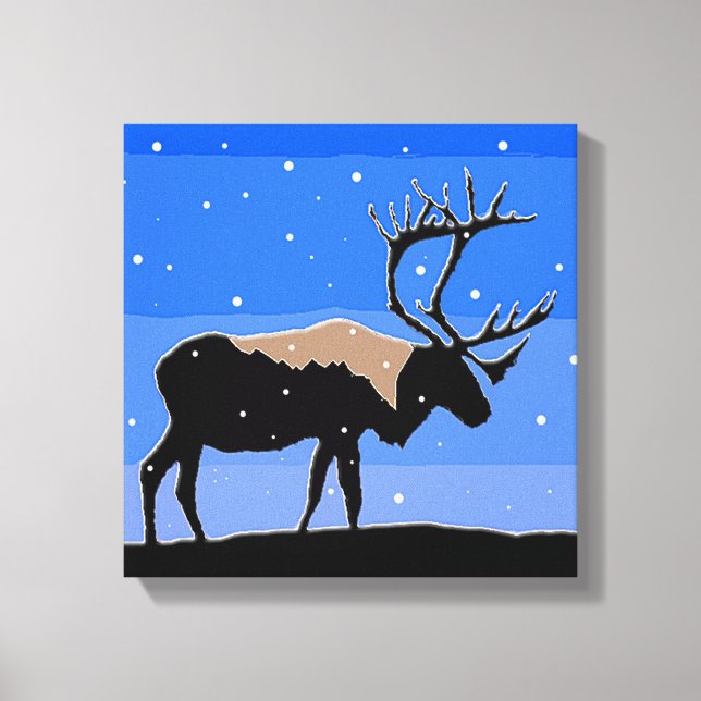 Toile Caribou en hiver - Art original de la faune (Recto)