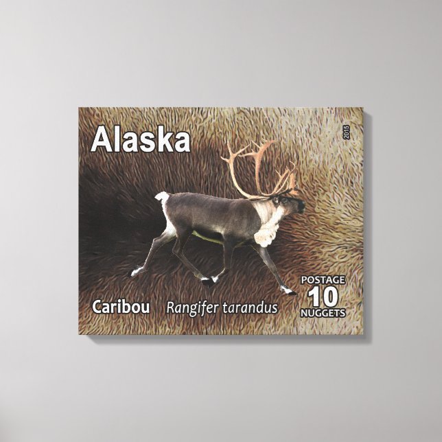 Toile Caribou (rennes) - Postage de l'Alaska (Recto)